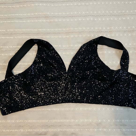 AQUA WOMENS SEQUINED TANK CROP TOP - Picture 6 of 9